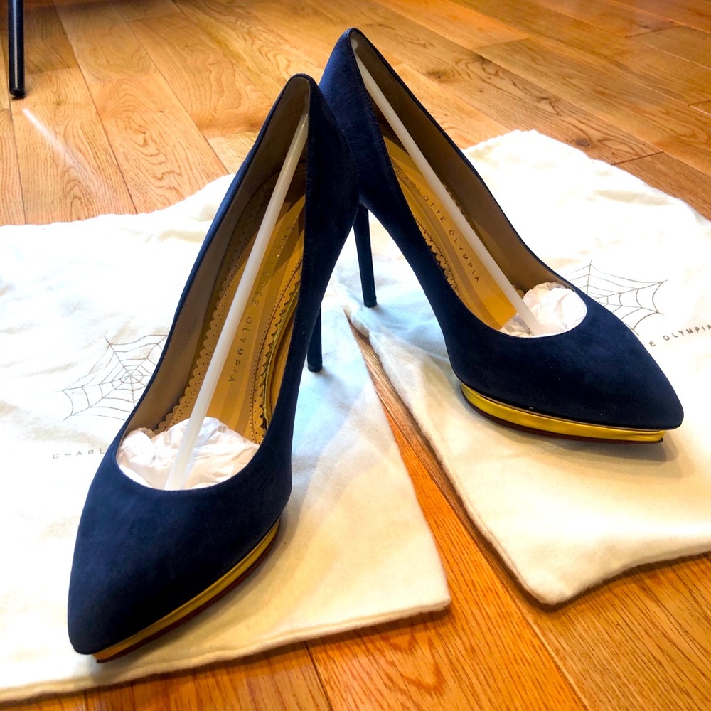 Charlotte Olympia Navy Heels